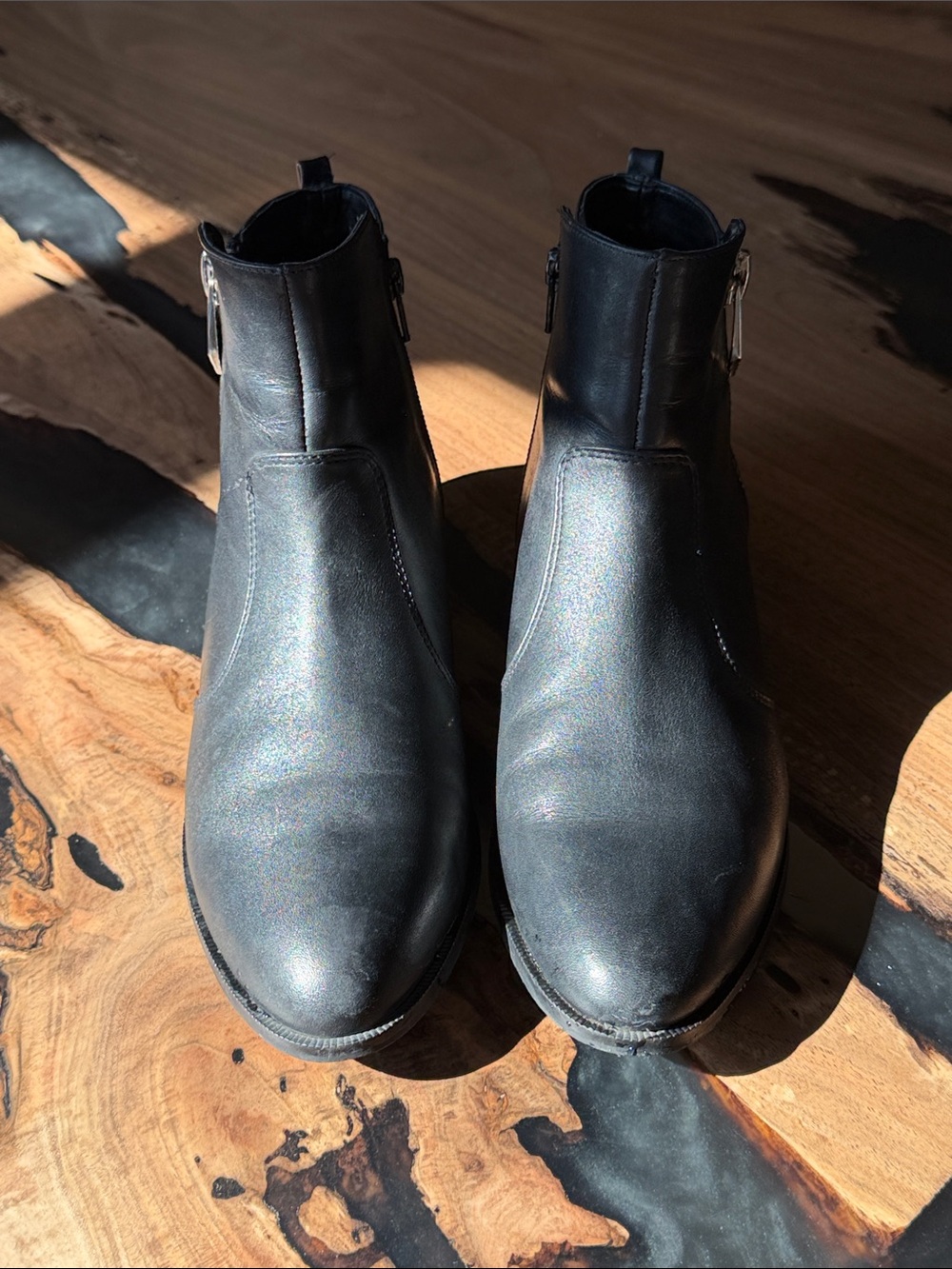 Marc Fisher Black Leather Side-Zip Ankle Booties